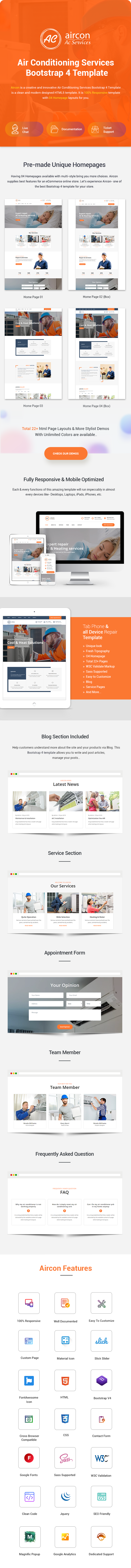 Aircon - Air Conditioning & Heating Bootstrap 4 Template
